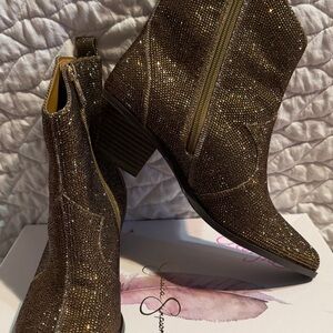 Jessica Simpson bronze rhinestone cowboy boots